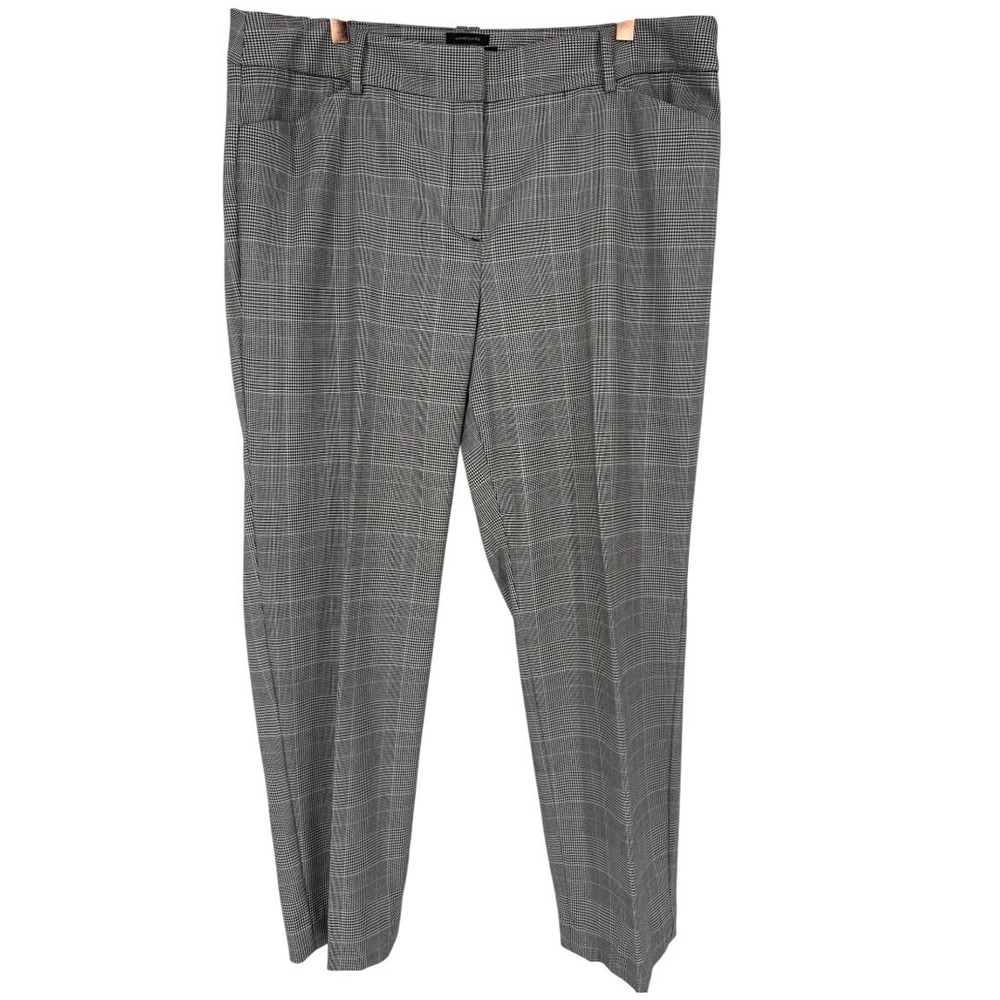 Talbots Womens Hampshire Glen Plaid Ankle Pants Black White Pink Check Size 14‎